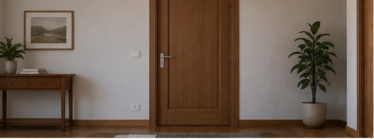 Porta d'ingresso integra, vista dall'interno dell'appartamento